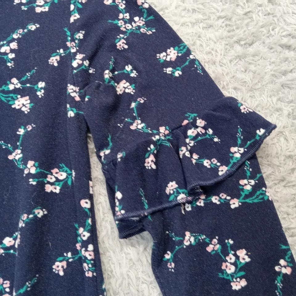 Top rosa brillante niñas 6X volantes manga larga azul corbata floral Foto 2 de 4