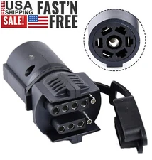 7 Way Round to 4/5 Pins Flat Trailer Adapter Wiring Plug For Truck RV Tow Lights