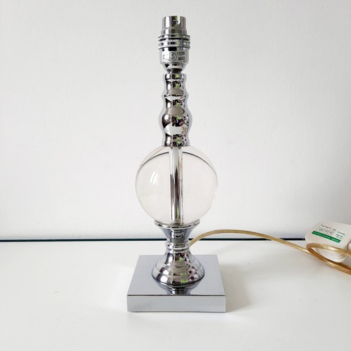 Debenhams Table Lamp Chrome with Glass Ball/Sphere 29cm Tested & Working