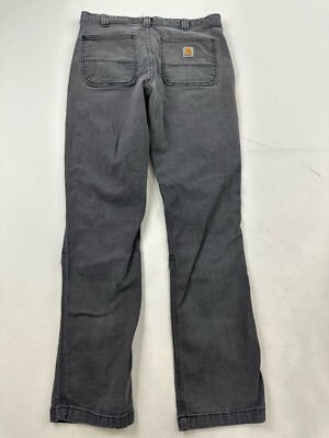 Carhartt Pants Men's 32x30 Tag 32x32 Grey Canvas Distressed Gusset