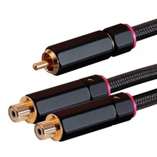 1FT RCA Male to 2 Female Splitter Y Adapter Audio Cable Braided Gold Plated