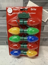 Merry Brite Christmas Light Bulb Necklace or Decoration 1.5 Volt Battery NEW!