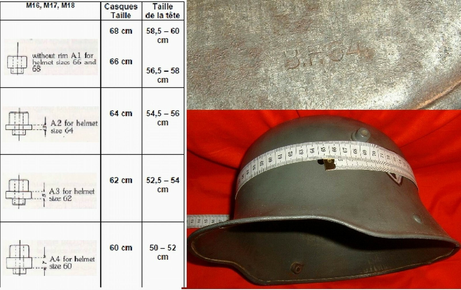 German WWI M16 helmet liner size 66 cm. eBay