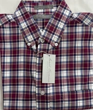 New Daniel Cremieux Men's Long Sleeve Shirt Wineberry Plaids Size M $23.00