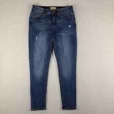 Democracy Jeans Womens 8 Ab Technology Skinny Ankle Distress Dark Wash Blue GC