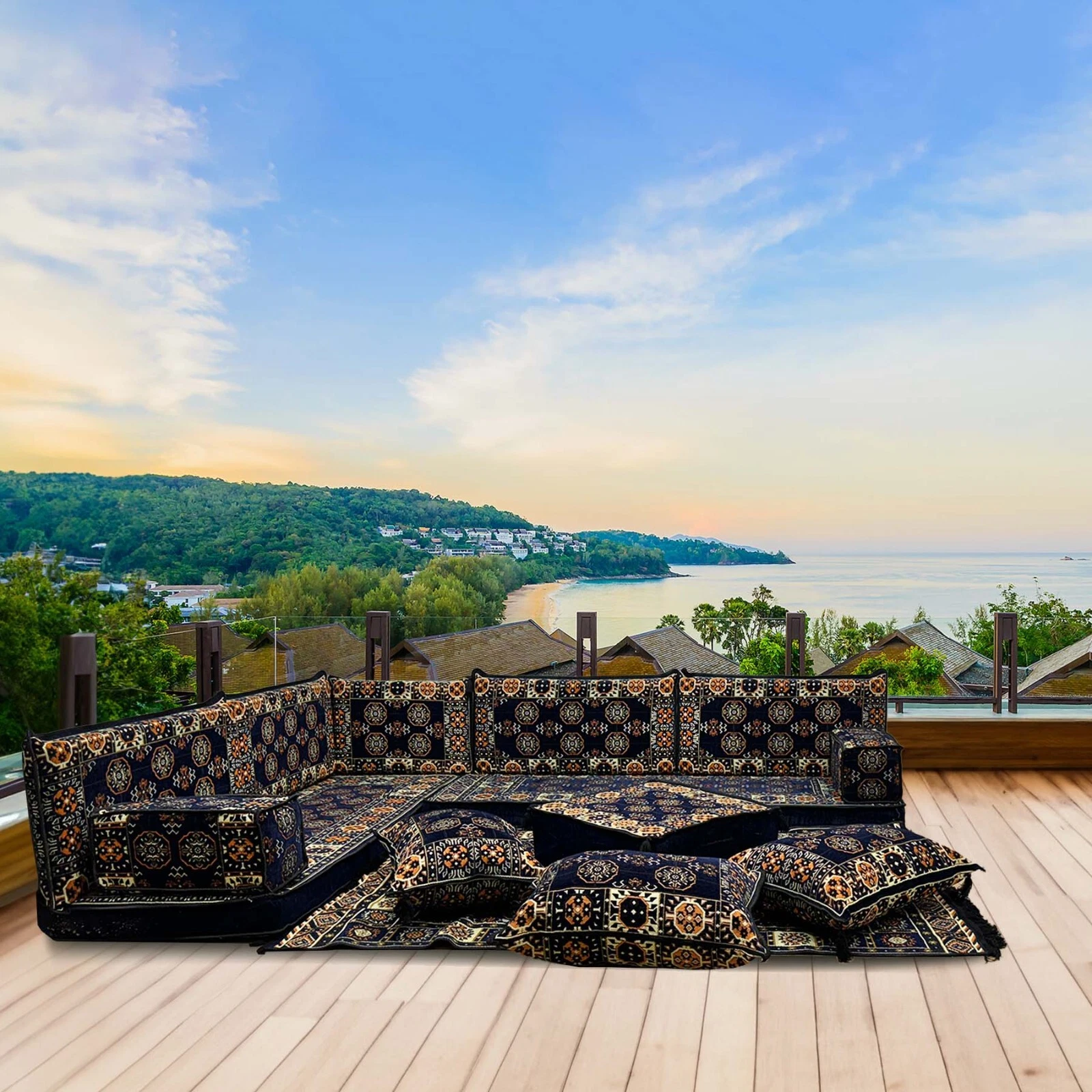 Arabic Corner Majlis, Oriental Seating Area Set, Seating Area, Oriental Sofa