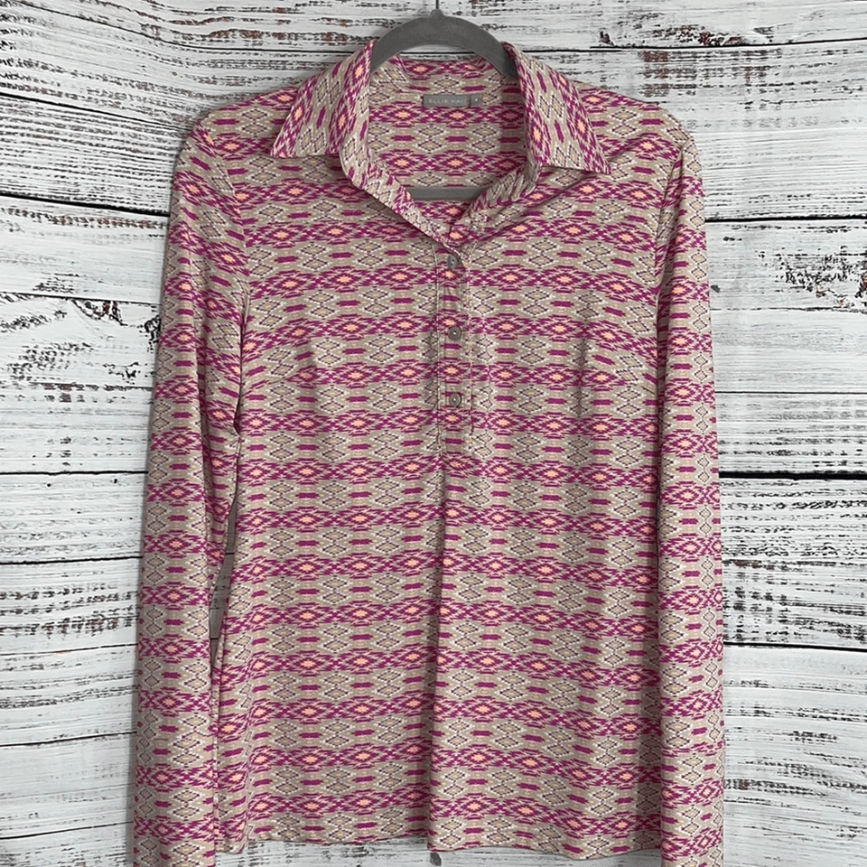 Ellie Kai Топ женщин размер 4 geo печать джерси поповер рубашка для гольфа нейлона смесь - Изображение 2 из 4