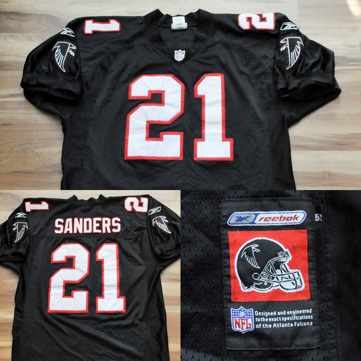 Deion Sanders Atlanta Falcons Reebok Jersey Authentic Helmet Tag