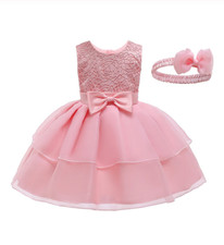 Vestito Rosa per Primo Compleanno Jessie – Elegante Abito Bimba in Tulle e Pizzo