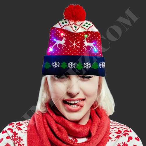 Unisex Christmas LED Beanie Hat Warm 