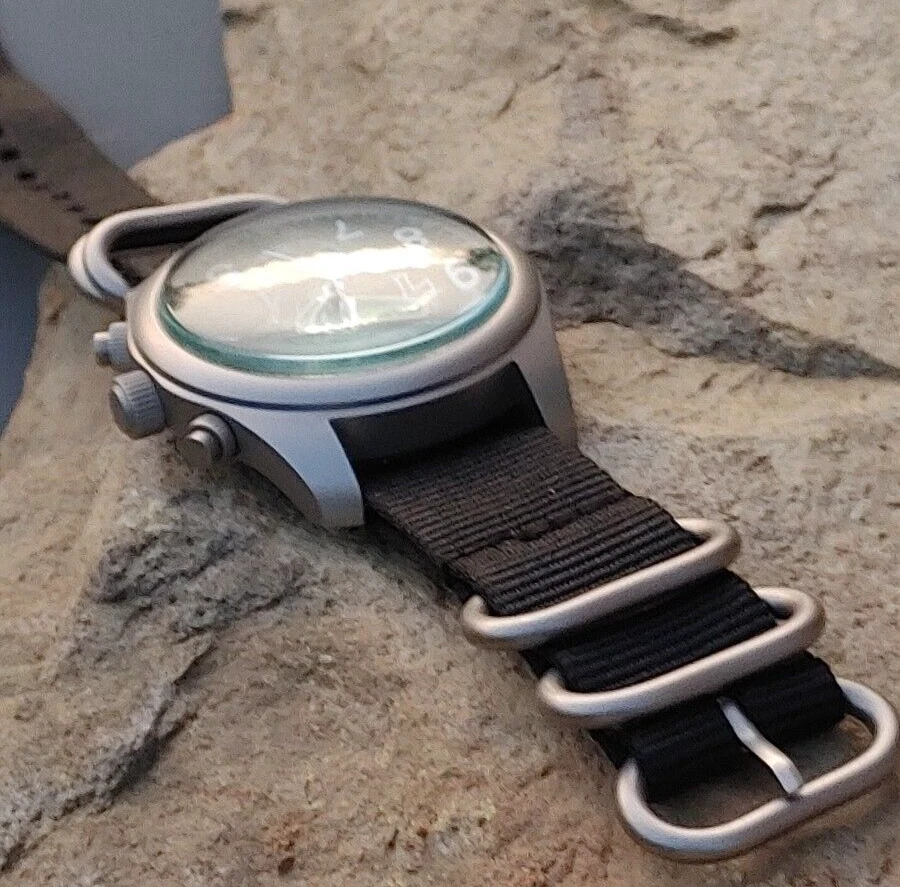 Reloj de campo militar Toujours Pret GMT. Acero inoxidable granallado - Azul Foto 4 de 4