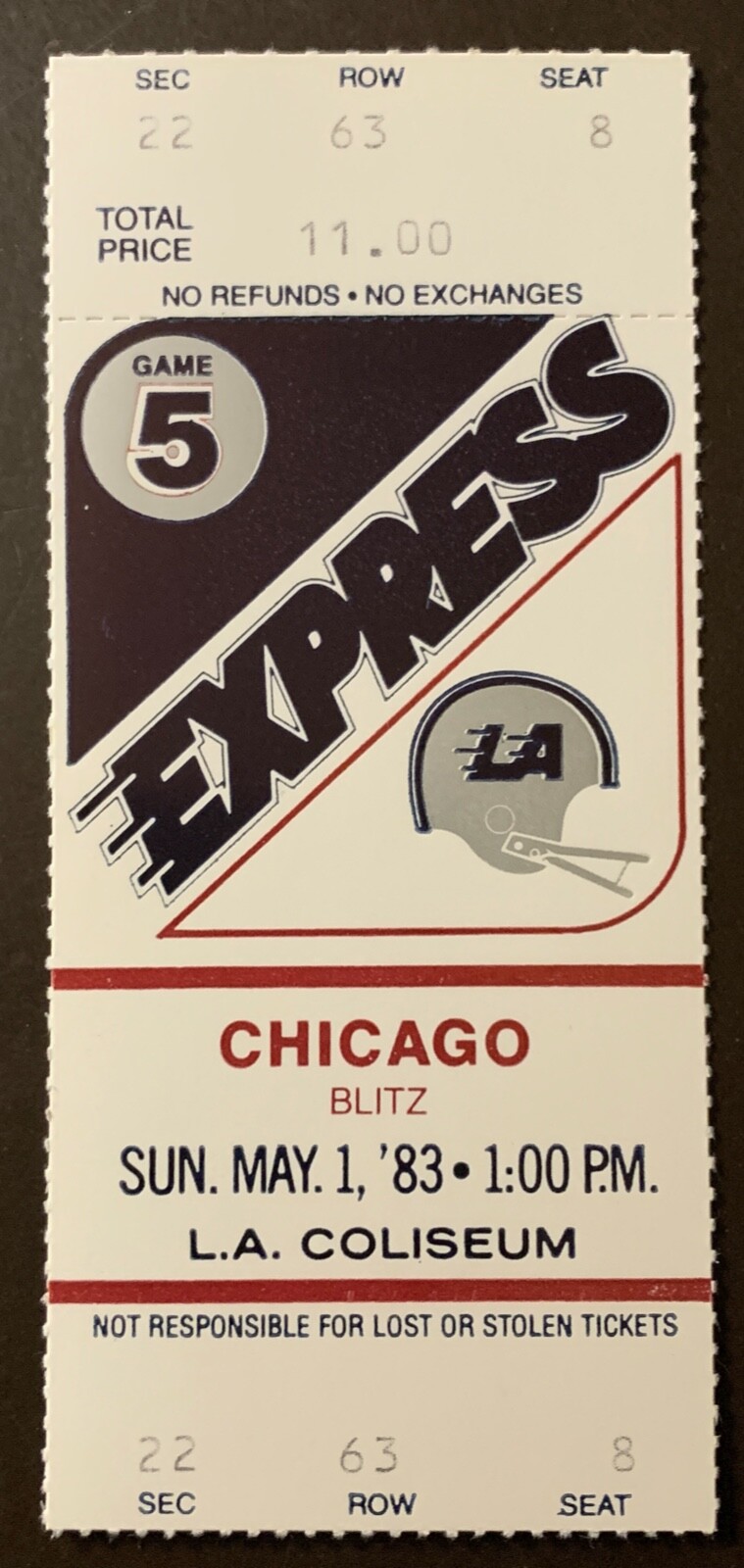 Los Angeles Express 5/1/1983 ORIGINAL USFL ticket vs Chicago Blitz eBay