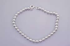 Sterling Silver 4mm Polished Bead Ball 925 Bracelet 9g Italy 8"