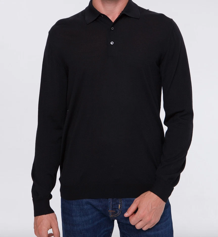RRP€290 Men's FEDELI Thin Knit Half Button Cashmere Collared Neck Sweater - XXL - image 3 of 4