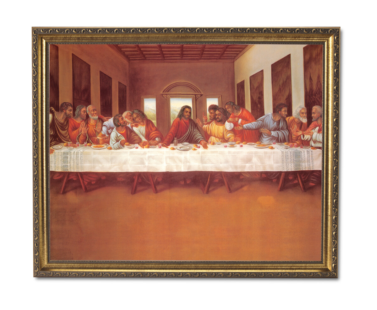 Last Supper Wall Art African American Gold Framed Religious Print