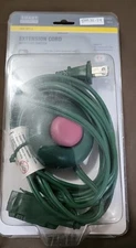 9' 16/2 3 Outlet Green Indoor Extension Cord On/Off Foot Switch