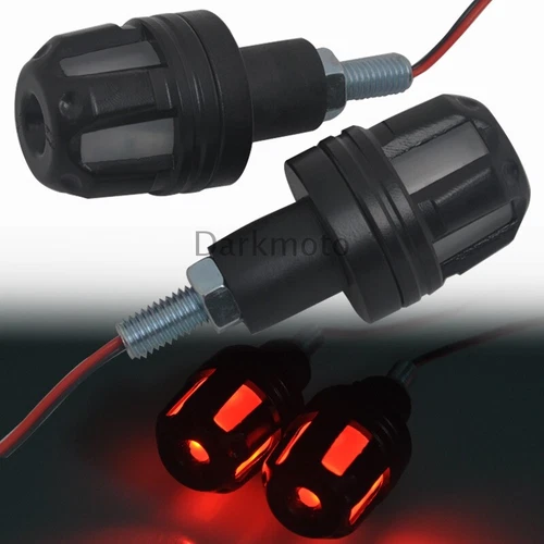 Motorcycle Turn Signal LED Red Light Indicator Blinker Handle Bar End Handlebar