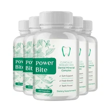 5-Pack Power Bite Oral Pills - Dietary Supplement For Teeth & Gums -300 Capsules