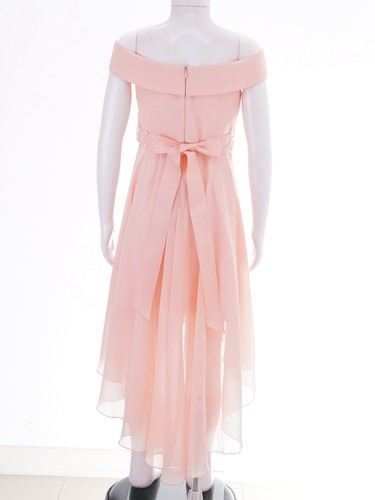 Flower Girls Chiffon Off Shoulder Bridesmaid Wedding Dress Party Evening Dress - Picture 6 of 54