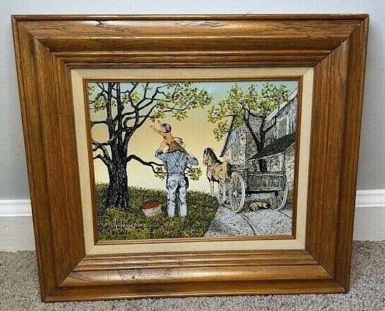 アメリカンヴィンテージ絵画　H.HARGROVE キャンパス地　セリグラフ Vintage Framed and Numbered H. Hargrove Oil Painting