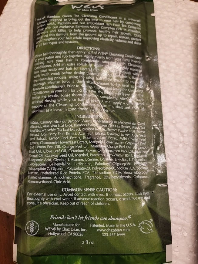 Wen by Chaz Dean Restorative Cleansing Conditioner-Bamboo Green Tea- FOUR Pouchs - Image 3 of 3