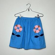 Hanna Andersson Embroidered Flower / Floral Cotton Skirt Blue Pink Sz 10 Med