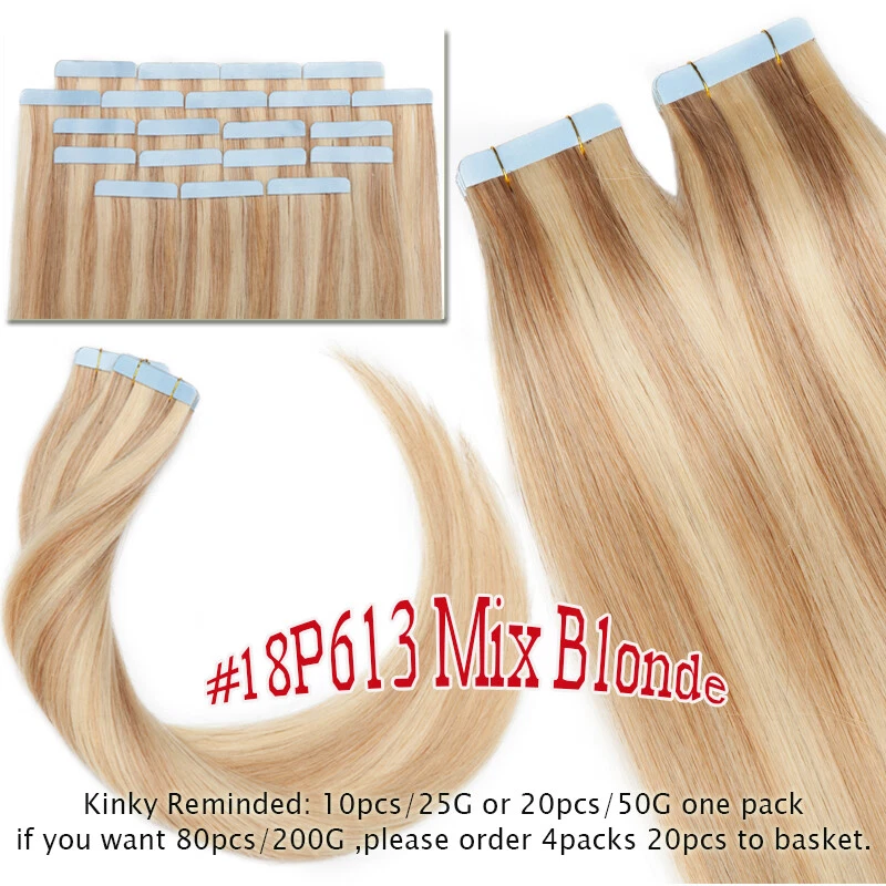 THICK 200G Invisible Tape In Skin Weft Remy Human Hair Extensions Full Head Long - Image 4 of 4