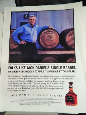 JACK DANIEL'S SINGLE BARREL TENNESSEE WHISKY ORIGINAL VTG 2001 AD, 
