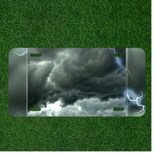 Custom Personalized License Plate Auto Tag With Stunning Smokey Cloudy Lightning