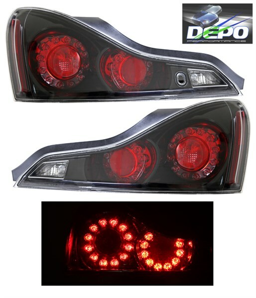 LED Tail Lights BLACK DEPO Fits 20082013 Infiniti G37 20142015 Q60 2D