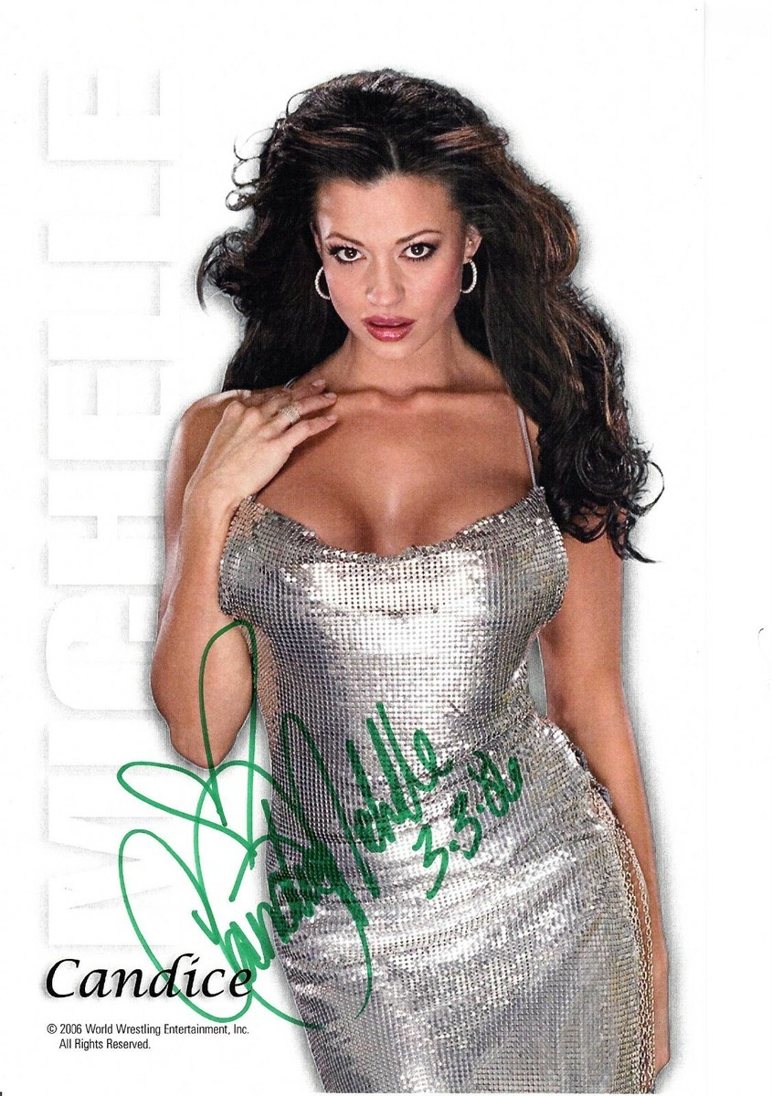 セール…キャンディスミシェル直筆サイン入り写真…Candice Michelle Candice Michelle WWE Diva Signed Autograph 8x10 Photo #4 w
