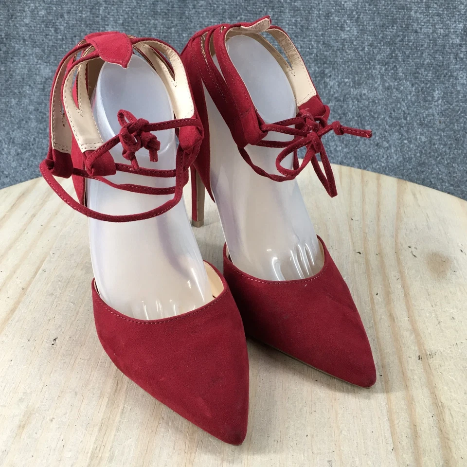 Zapatos de tacón Charlotte Russe para mujer 7 correa al tobillo 949719 rojo imitación cuero puntiagudo Foto 3 de 4