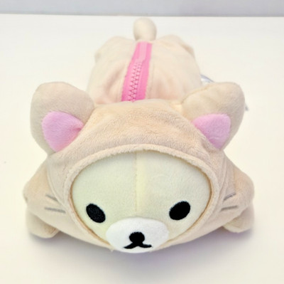 Korilakkuma Rilakkuma Cream Plush Pouch Pencil Case Japan Kawaii Kitten Cat VHTF