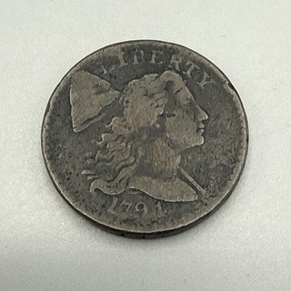 1794 Liberty Cap Flowing Hair Large Cent Lettered Edge F/VF