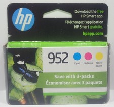 SEALED OEM GENUINE HP 952 N9K27AN CYAN MAGENTA YELLOW INK CARTRIDGE 3-PACK