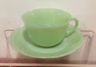 Jadeite Tea Cup and Saucer Fire King Alice Vintage Anchor Hocking