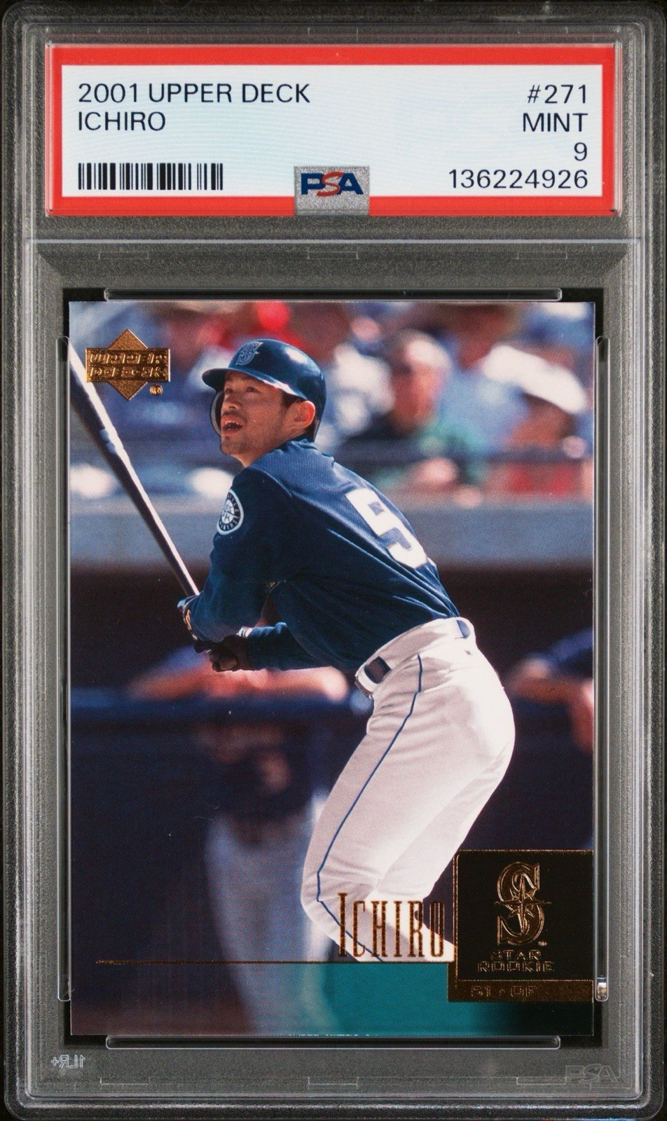 2001 Upper Deck Ichiro Rookie RC PSA 9 Seattle Mariners #271
