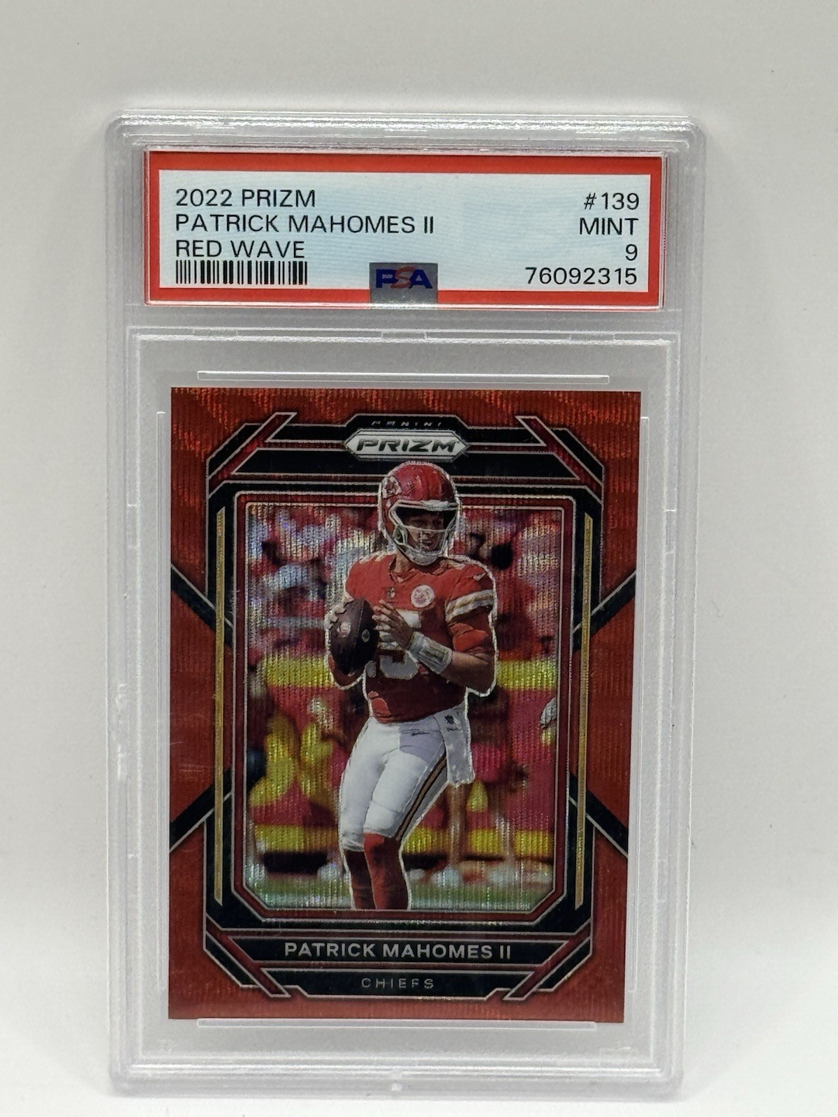 2022 Panini Prizm - Patrick Mahomes II #139 Red Wave Prizm /149 PSA 9