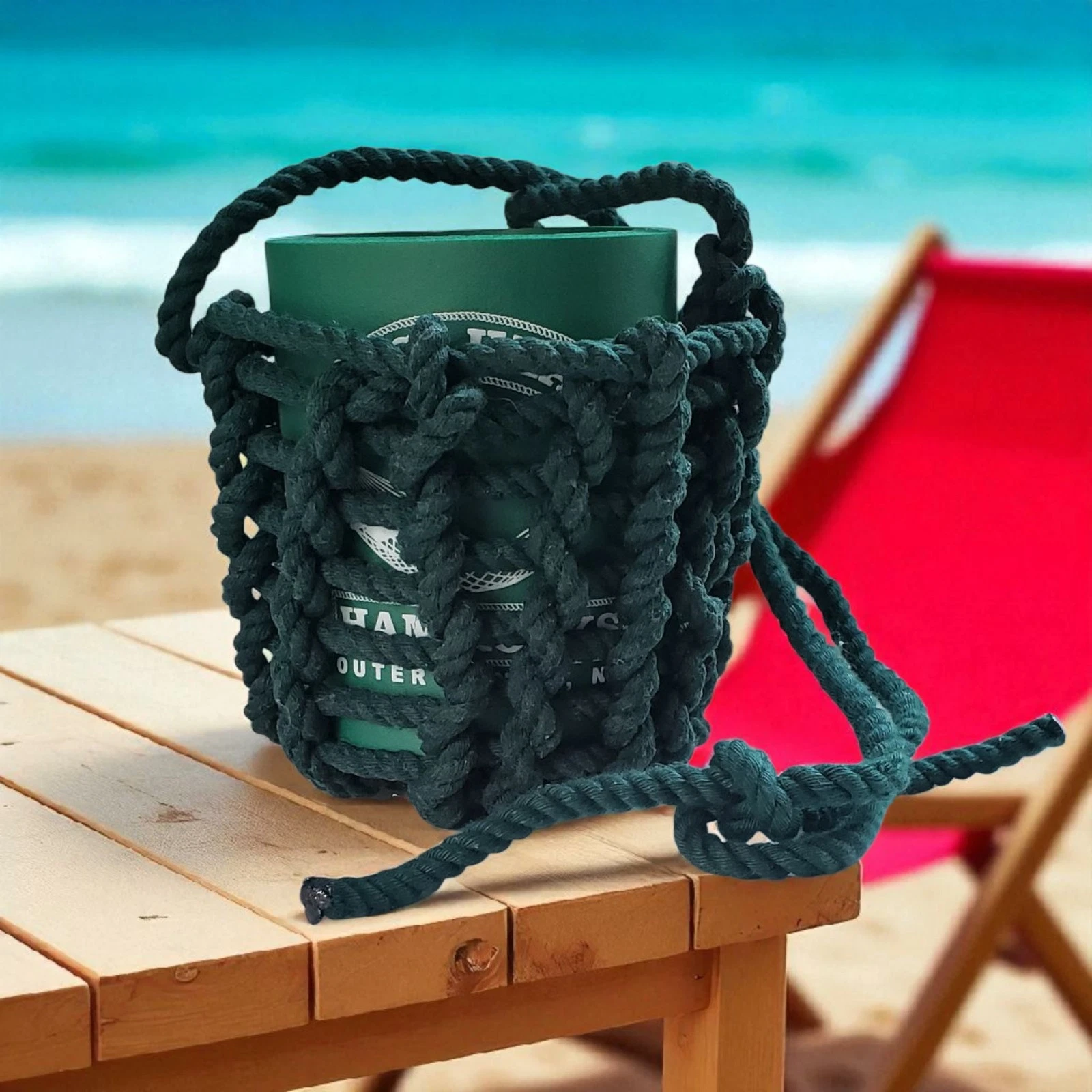 Nags Head Hammocks DURACORD® Green Drink Caddy Outer Banks NC USA Made