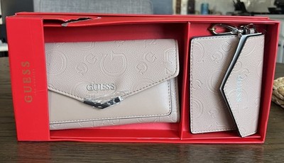 Guess La Rosa SLG Slim Clutch Wallet & Card Case Keychain 2-Pc Gift Set in Box