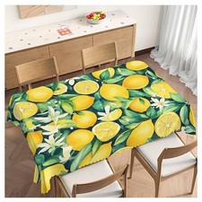 Lemon Table Cloth Rectangle Table 52"X70", Tropical Lemon Citrus Floral Wipea...
