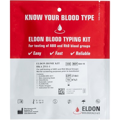 EldonCard Blood Typing Kit Accurate Home Blood Test for ABO Rh Factor 11 Piec...