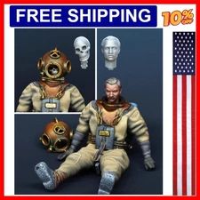 1/35 Scale Die-Cast Resin Figure Model Kit WWII German Diver with 2 Heads Una...