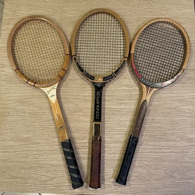 Lot of 3 Vintage Wooden Tennis Racquets Rackets by Davis, Spalding, Cambridge