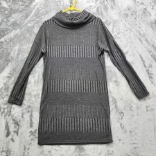 NEW Young USA Sweater Dress Womens S Gray Turtleneck Long Sleeve Mini Pullover