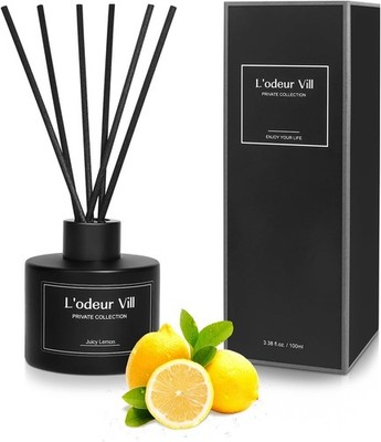 Raumduft Reed Diffuser 100ml, Luxus Aromaduft, 8 Duftstäbchen, Zitrone