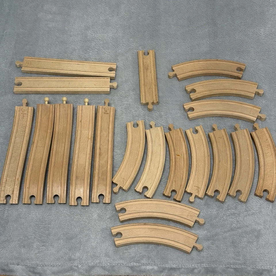 Wood Train Track Lot (Curves & Straight) + Thomas & Friends/ Hape Trains - Image 1 of 4