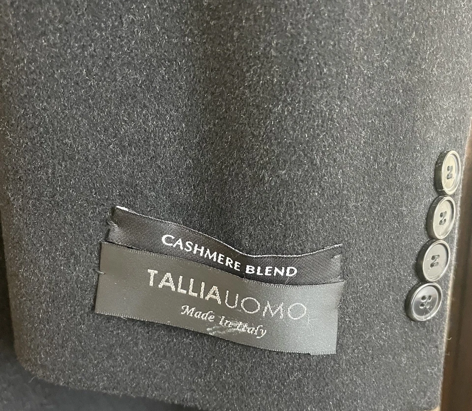 Tallia Uomo Overcoat Jacob Siegel Mens 48L NWT Wool Cashmere Blend Black Italy - Image 2 of 4