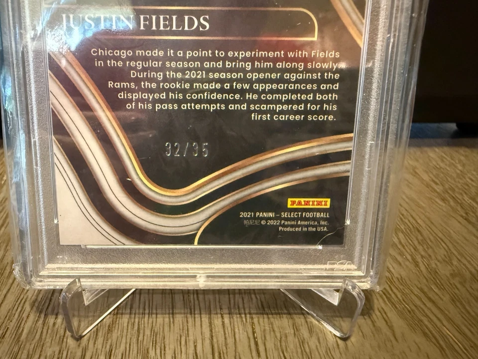 2021 Select #350 Justin Fields White Prizm /35 PSA 9 - Image 3 of 3