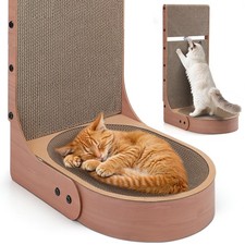 Cat Scratcher 2 In 1 L Shape Scratch Pad Wall Mounted Bowl BuiltIn Balls